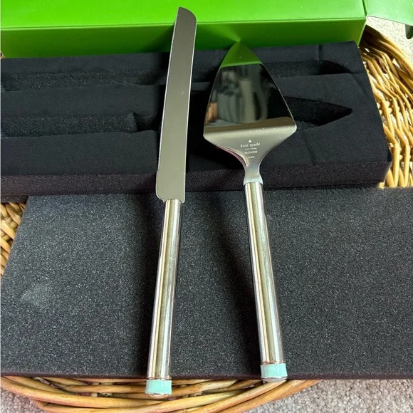 Kate Spade Lenox Take The Cake Silver Two Piece Dessert Set - Picture 9 of 14